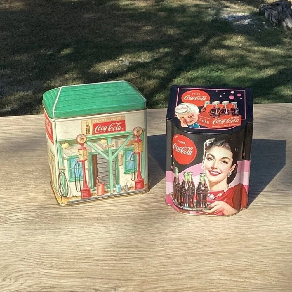 Coca Cola Tin Canisters Set Vintage Gas Station‎ Diner Retro Collectible